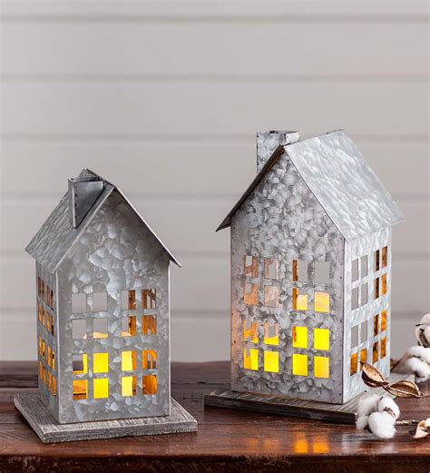 galvanized metal house lantern|accent metal lanterns.